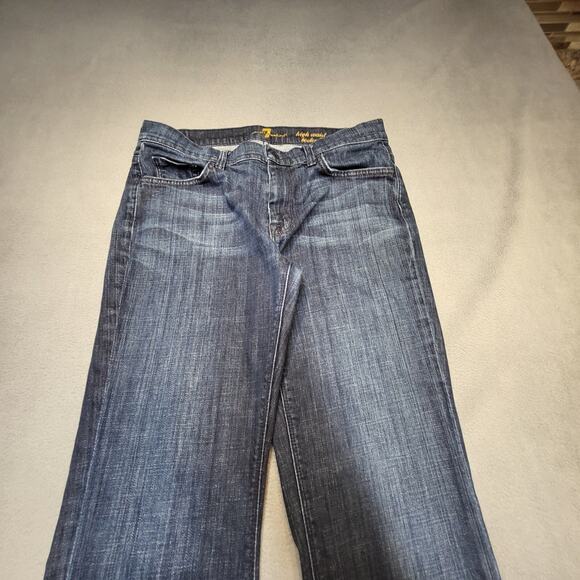 7 For All Mankind Jeans Womans 31 Blue High Waist Boot Cut Distressed Denim - Picture 2 of 12